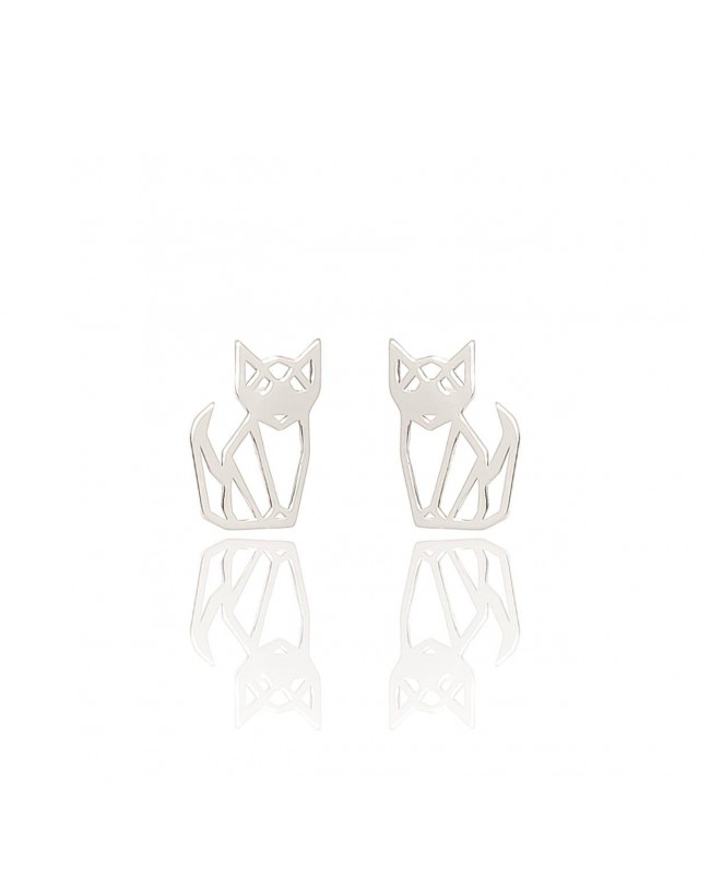 Cercei din argint cu vulpi / pisici origami