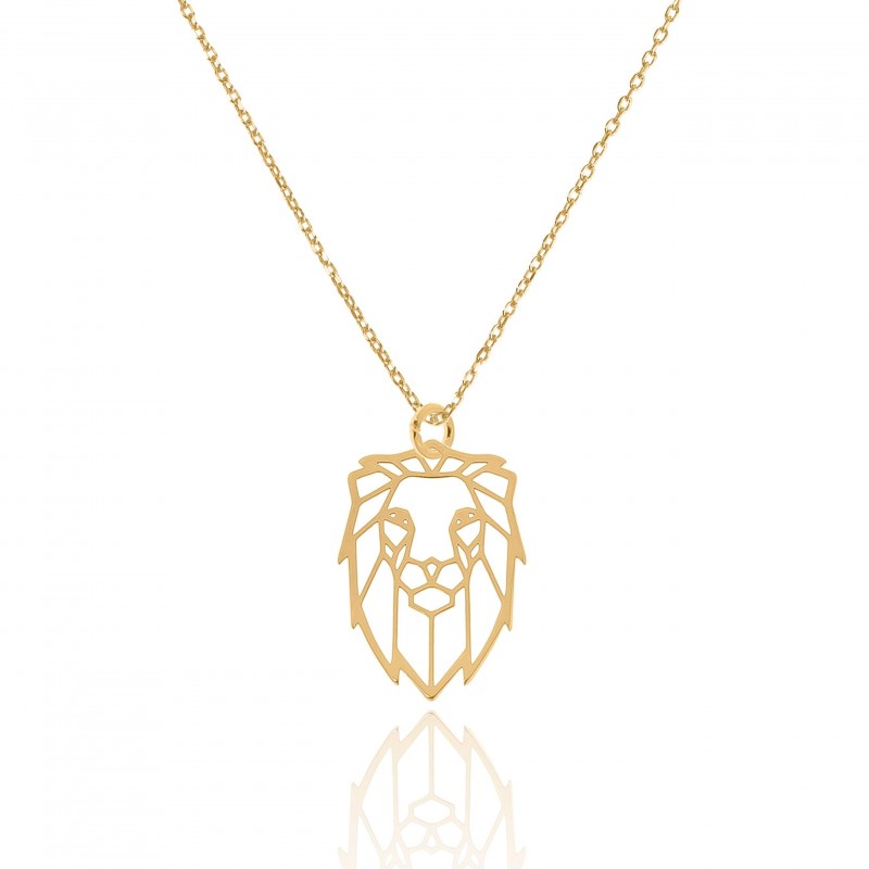 Colier din argint placat cu aur cu un leu ajurat