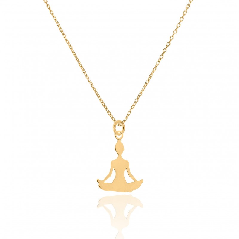 Colier din argint placat cu aur cu yoga - floare de lotus