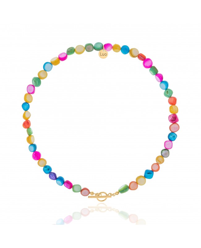 Colier din perle sidef colorat cu inchizatoare decorativa
